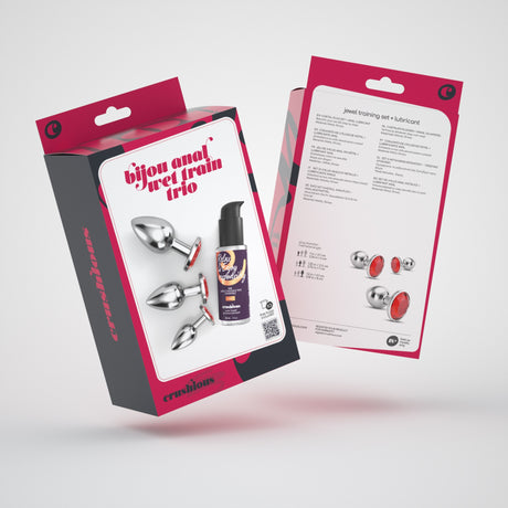 Analplug-Set Bijou Trio mit Gleitgel 50 ml Rot 6 x Ø 2,7 cm