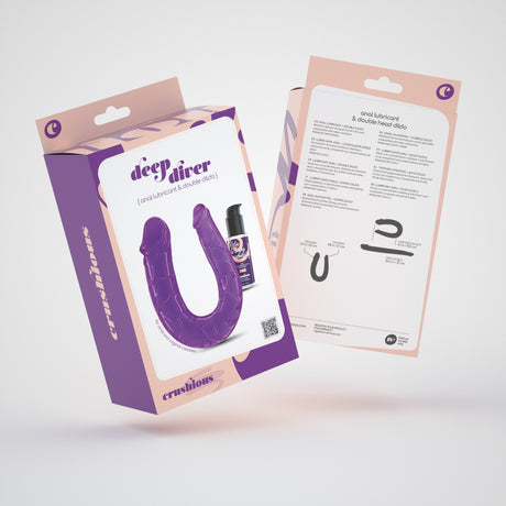 Doppeldildo Deep Diver mit Anal-Gleitgel 50 ml Lila