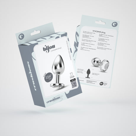 Analplug Bijou mit Schmuckstein und Samtbeutel Transparent 8 x Ø 4,1 cm