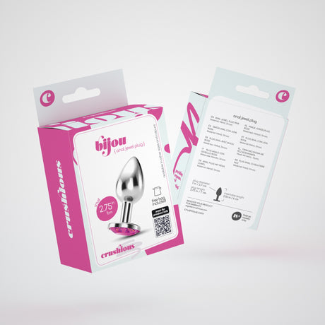Analplug Bijou mit Schmuckstein und Samtbeutel Pink 6 x Ø 2,7 cm