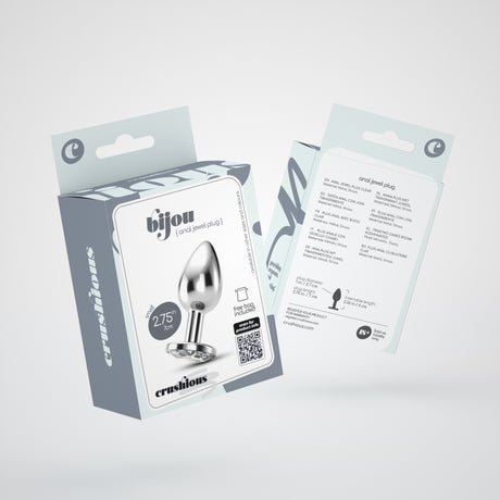 Analplug Bijou mit Schmuckstein und Samtbeutel Transparent 6 x Ø 2,7 cm
