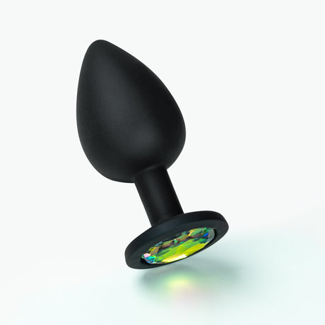 Analplug Camileo mit 4 austauschbaren Schmucksteinen Schwarz 8,4 x Ø 4,2 cm