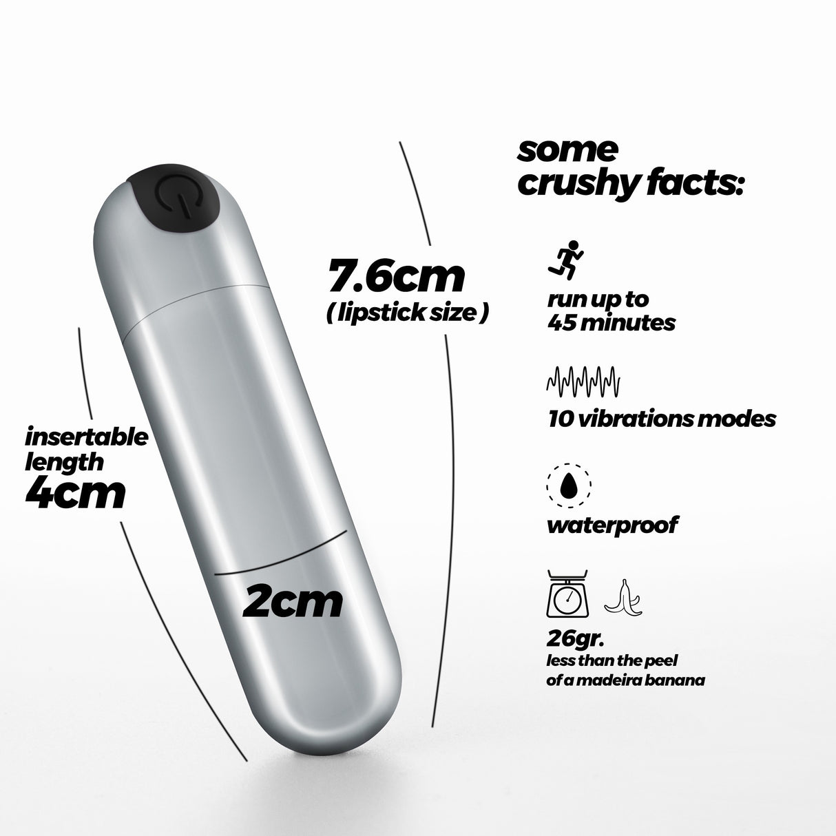 Vibro-Ei Imoan mit Akku Silber Ø 2 cm