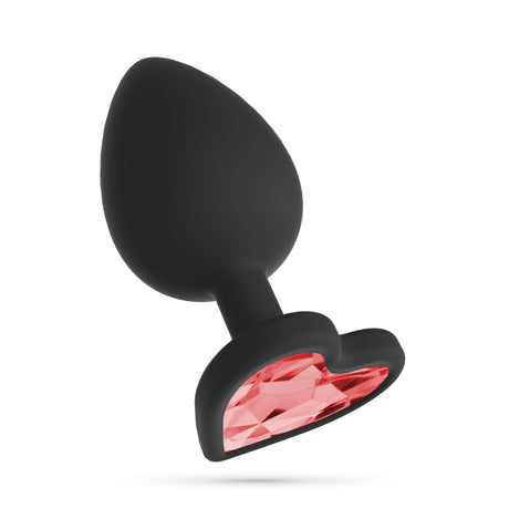 Analplug Cuore mit 4 austauschbaren Schmucksteinen Schwarz 8,4 x Ø 4,2 cm