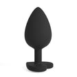 Analplug Cuore mit 4 austauschbaren Schmucksteinen Schwarz 6,1 x Ø 2,7 cm