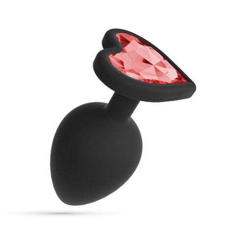 Analplug Cuore mit 4 austauschbaren Schmucksteinen Schwarz 6,1 x Ø 2,7 cm