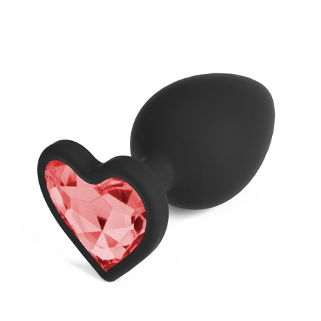 Analplug Cuore mit 4 austauschbaren Schmucksteinen Schwarz 6,1 x Ø 2,7 cm