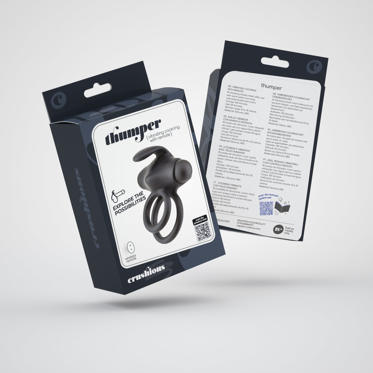 Doppel-Penisring Thumper mit Vibration und Fernbedienung Schwarz