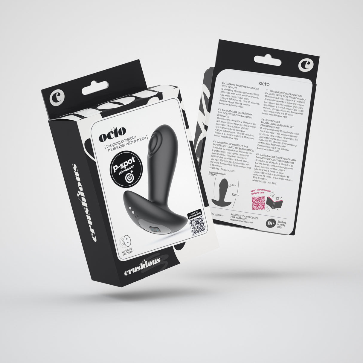 Analplug Octo mit Klopffunktion und Fernbedienung Schwarz