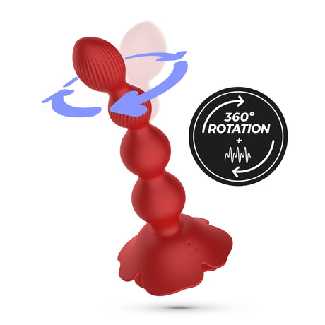 Analplug Rosaline rotierend mit Fernbedienung Rot
