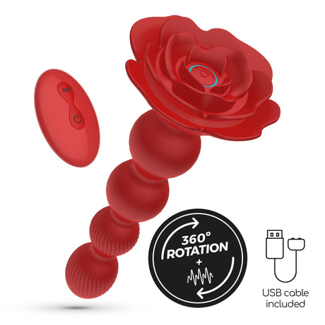 Analplug Rosaline rotierend mit Fernbedienung Rot