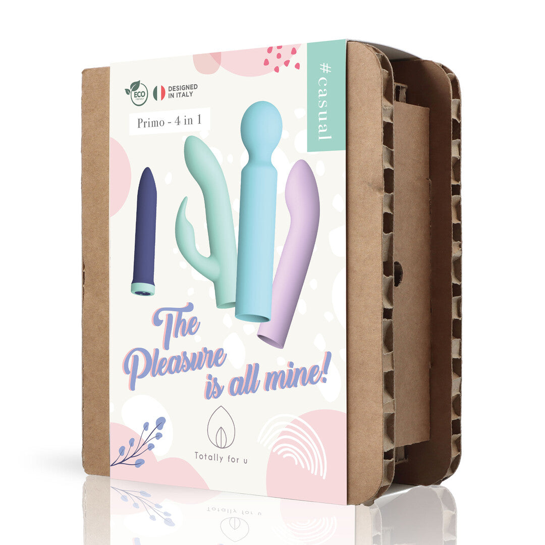 Vibrator-Set Primo mit drei Aufsätzen Blau und Türkis 9 x 2,1 cm – Ansicht 2