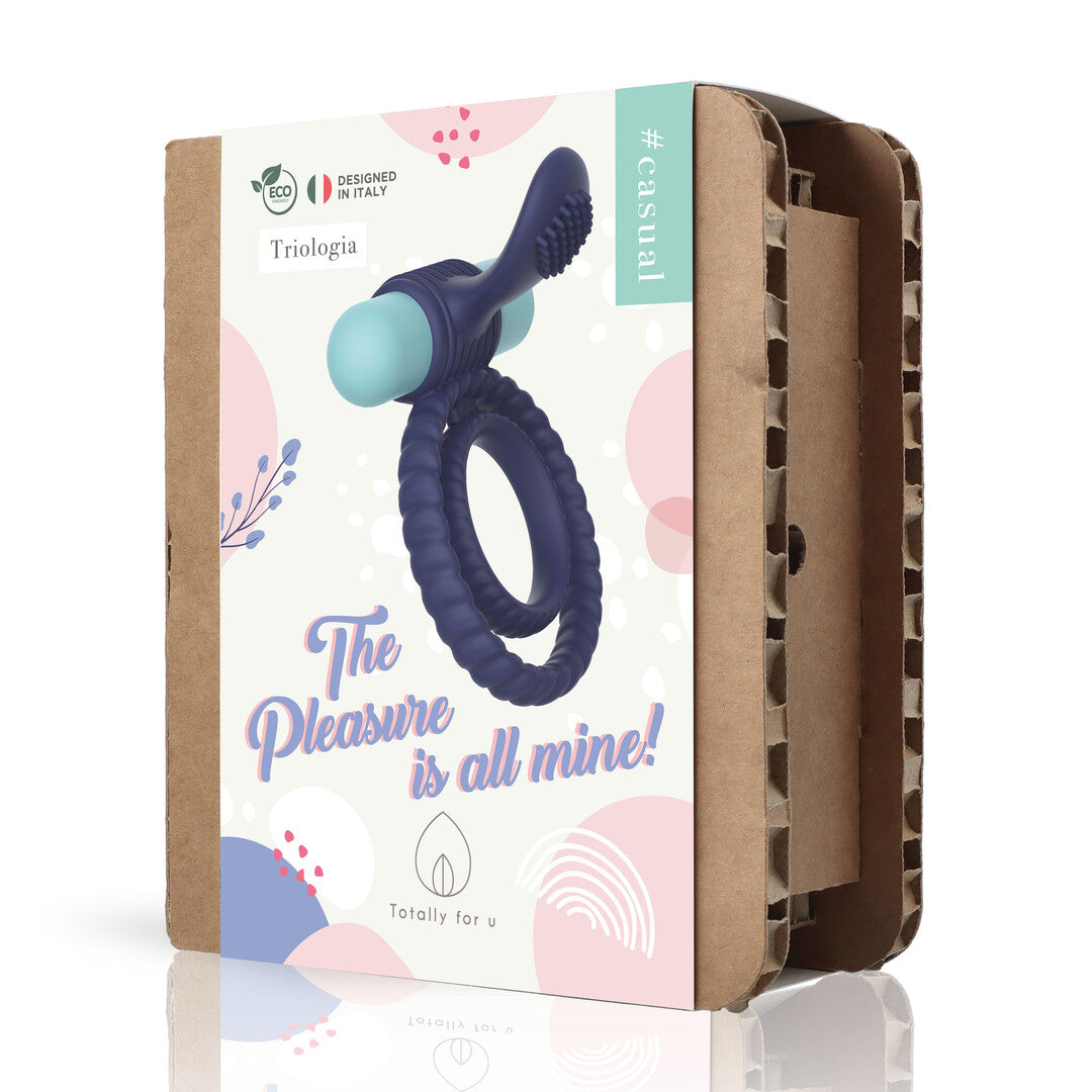 Penisring Triologia doppelt mit Bullet Blau 7,7 cm – Ansicht 2