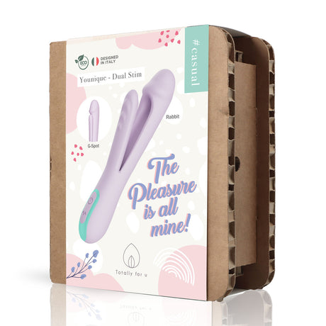 Rabbit-Vibrator Younique zwei Motoren Violett und Türkis 18,5 x 3,3 cm – Ansicht 2