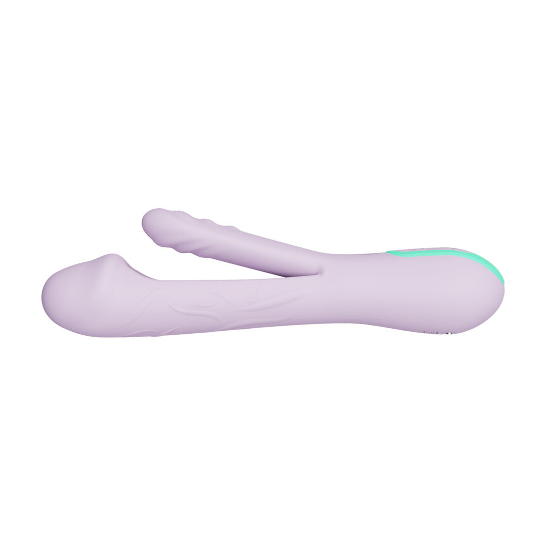 Rabbit-Vibrator Younique zwei Motoren Violett und Türkis 18,5 x 3,3 cm – Ansicht 6