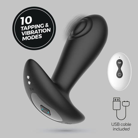 Analplug Octo mit Klopffunktion und Fernbedienung Schwarz