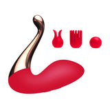 Auflegevibrator The Queen Stiletto mit drei Aufsätzen Rot 6 x 3 cm