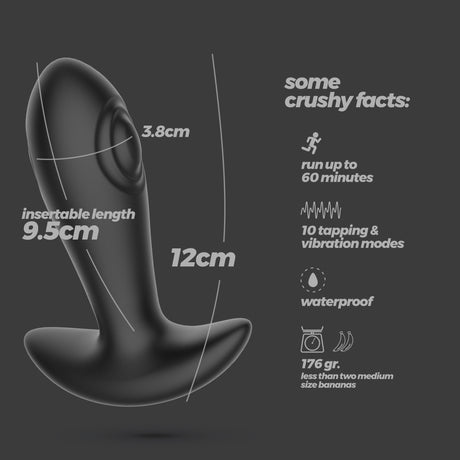 Analplug Octo mit Klopffunktion und Fernbedienung Schwarz
