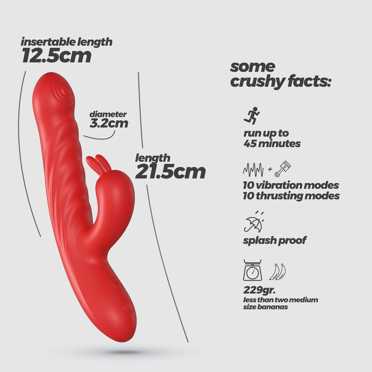 Rabbit-Vibrator Lapin mit Stoßfunktion Rot
