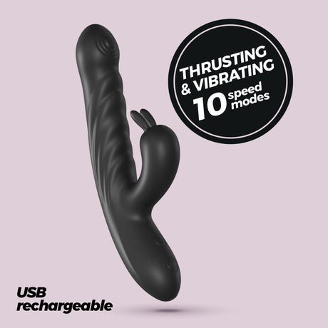 Rabbit-Vibrator Lapin mit Stoßfunktion Schwarz