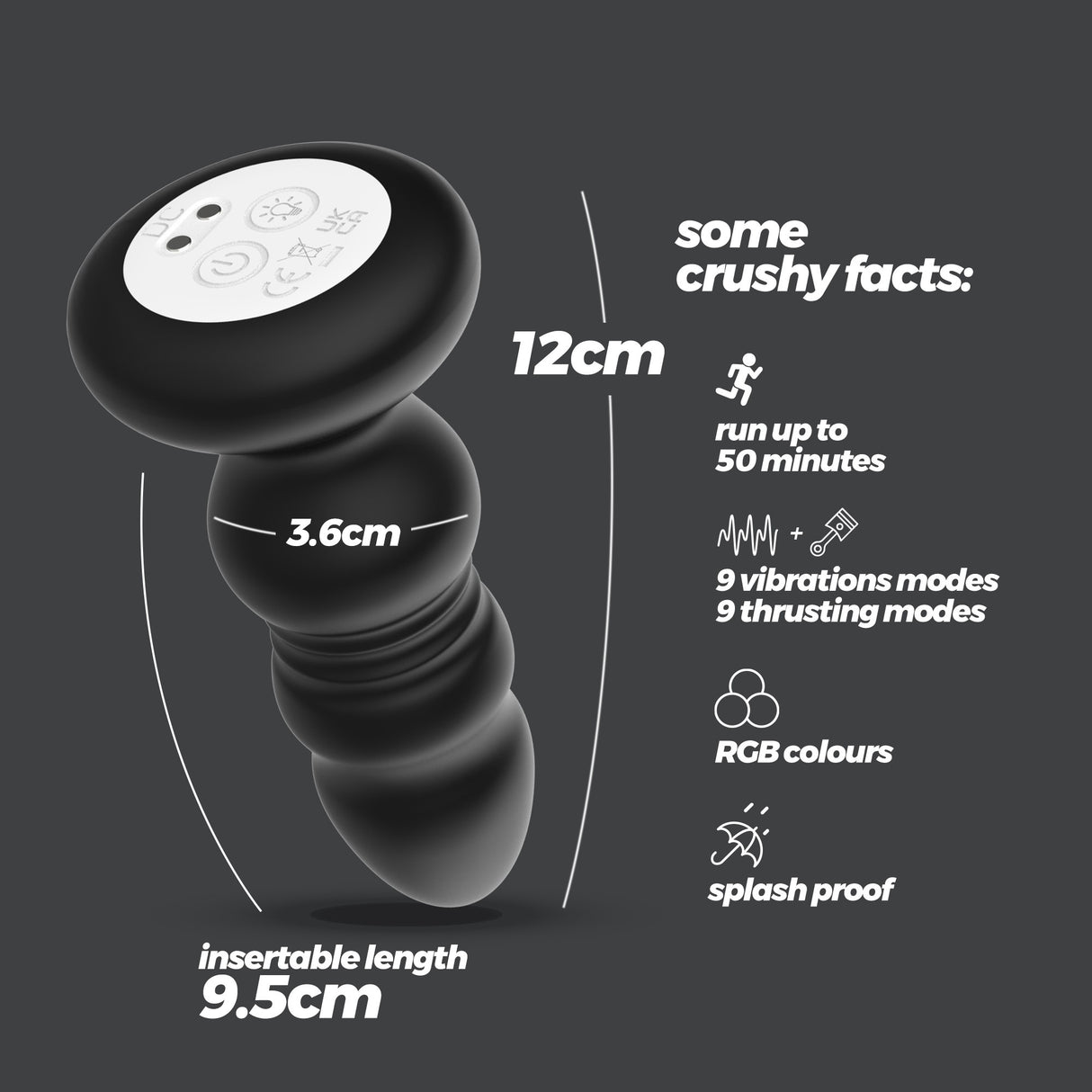 Analplug Australis mit LED und Fernbedienung Schwarz