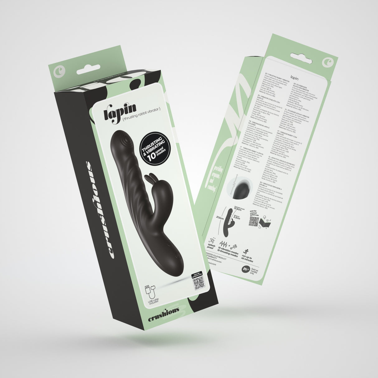 Rabbit-Vibrator Lapin mit Stoßfunktion Schwarz