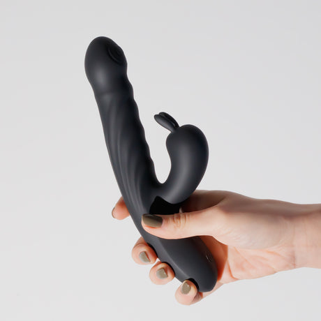 Rabbit-Vibrator Lapin mit Stoßfunktion Schwarz