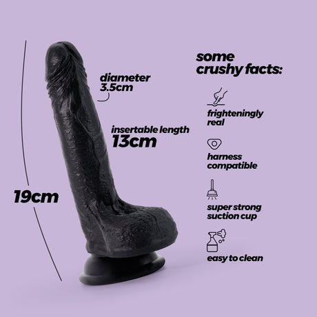 Dildo Inviktus 7 aus Flüssigsilikon Schwarz