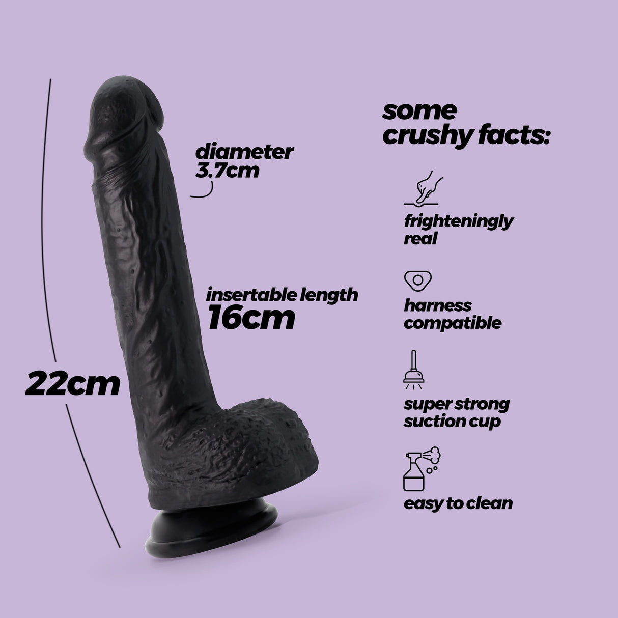 Dildo Inviktus 8 aus Flüssigsilikon Schwarz