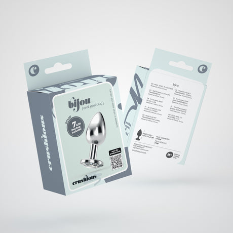 Analplug Bijou mit Schmuckstein und Samtbeutel Transparent 6 x Ø 2,7 cm