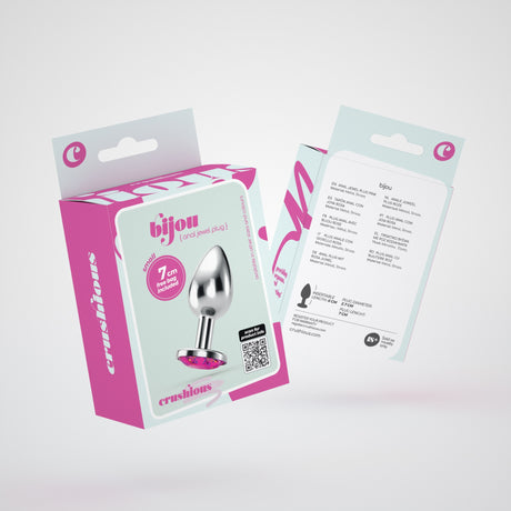 Analplug Bijou mit Schmuckstein und Samtbeutel Pink 6 x Ø 2,7 cm