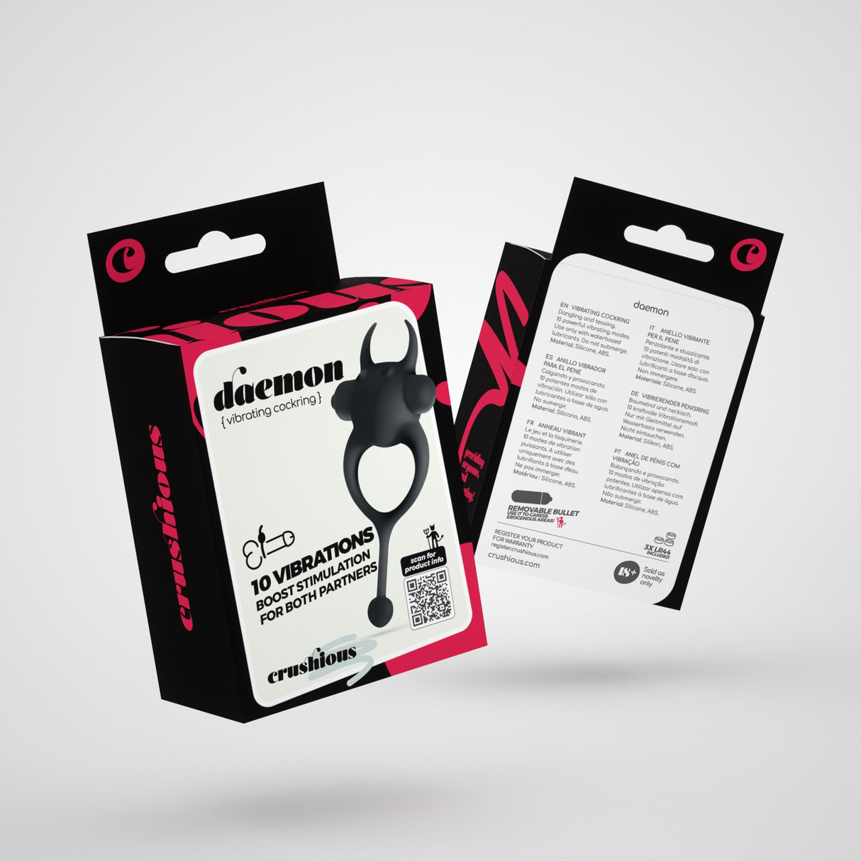 Penisring Daemon mit wiederaufladbarem Vibro-Ei Schwarz