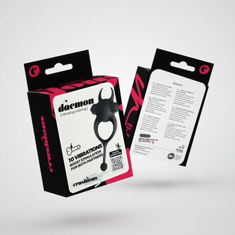 Penisring Daemon mit wiederaufladbarem Vibro-Ei Schwarz