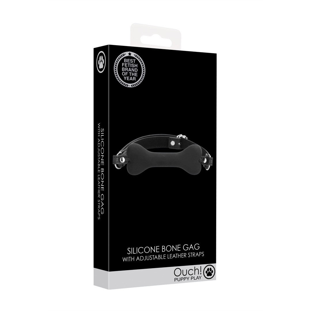 Knebel in Knochenform aus Silikon Schwarz