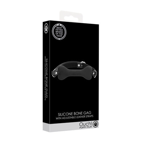 Knebel in Knochenform aus Silikon Schwarz