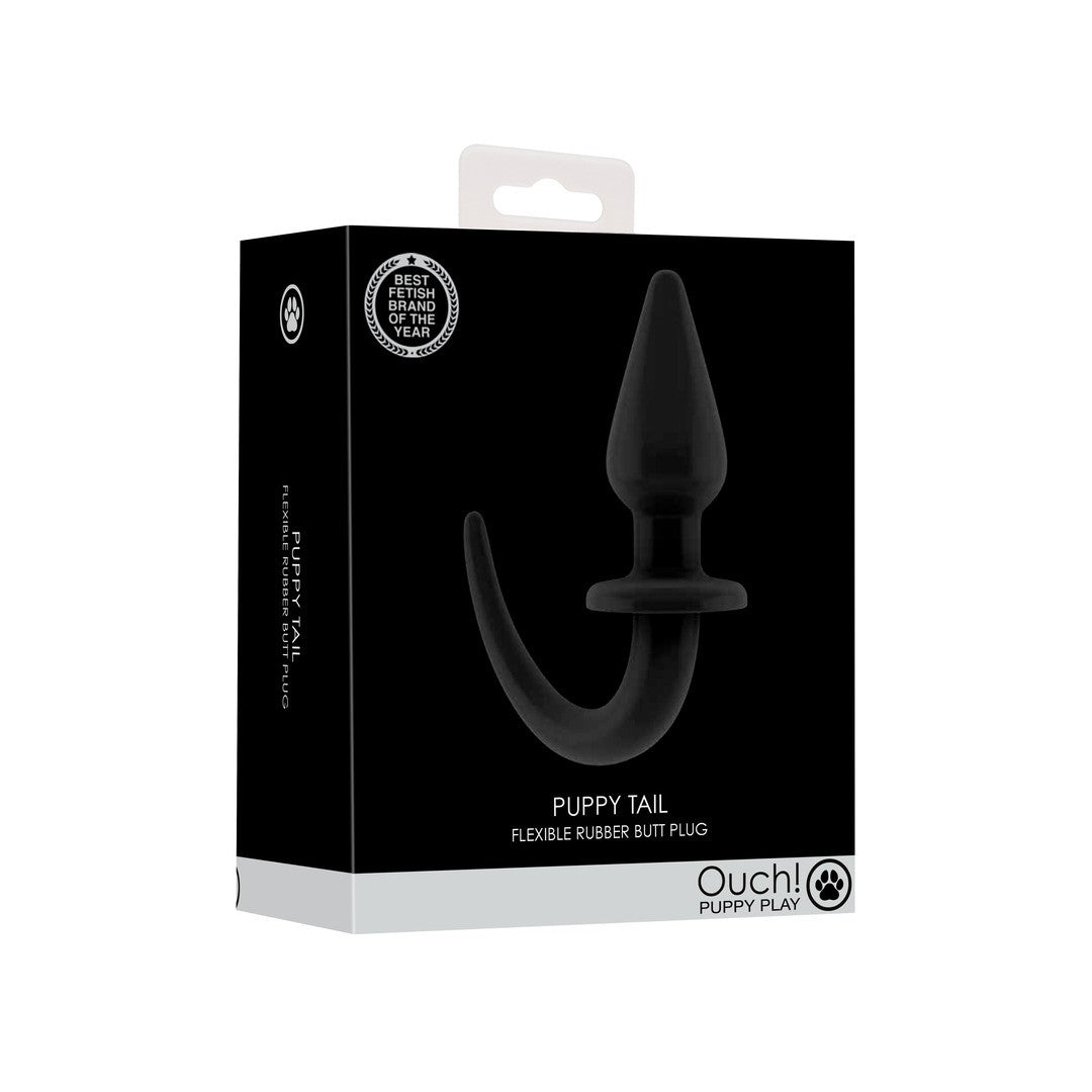 Analplug Puppy Tail aus Gummi Schwarz 27 x Ø 5,6 cm