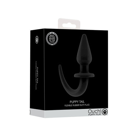 Analplug Puppy Tail aus Gummi Schwarz 27 x Ø 5,6 cm