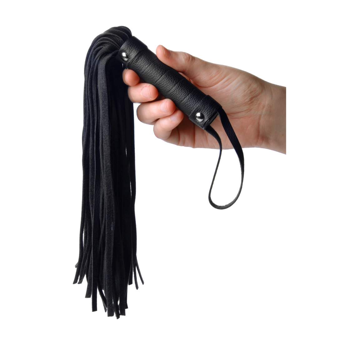 Mini-Flogger aus Kunstleder Schwarz 34 cm