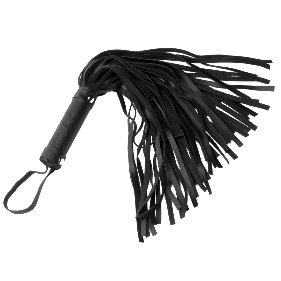Mini-Flogger aus Kunstleder Schwarz 34 cm
