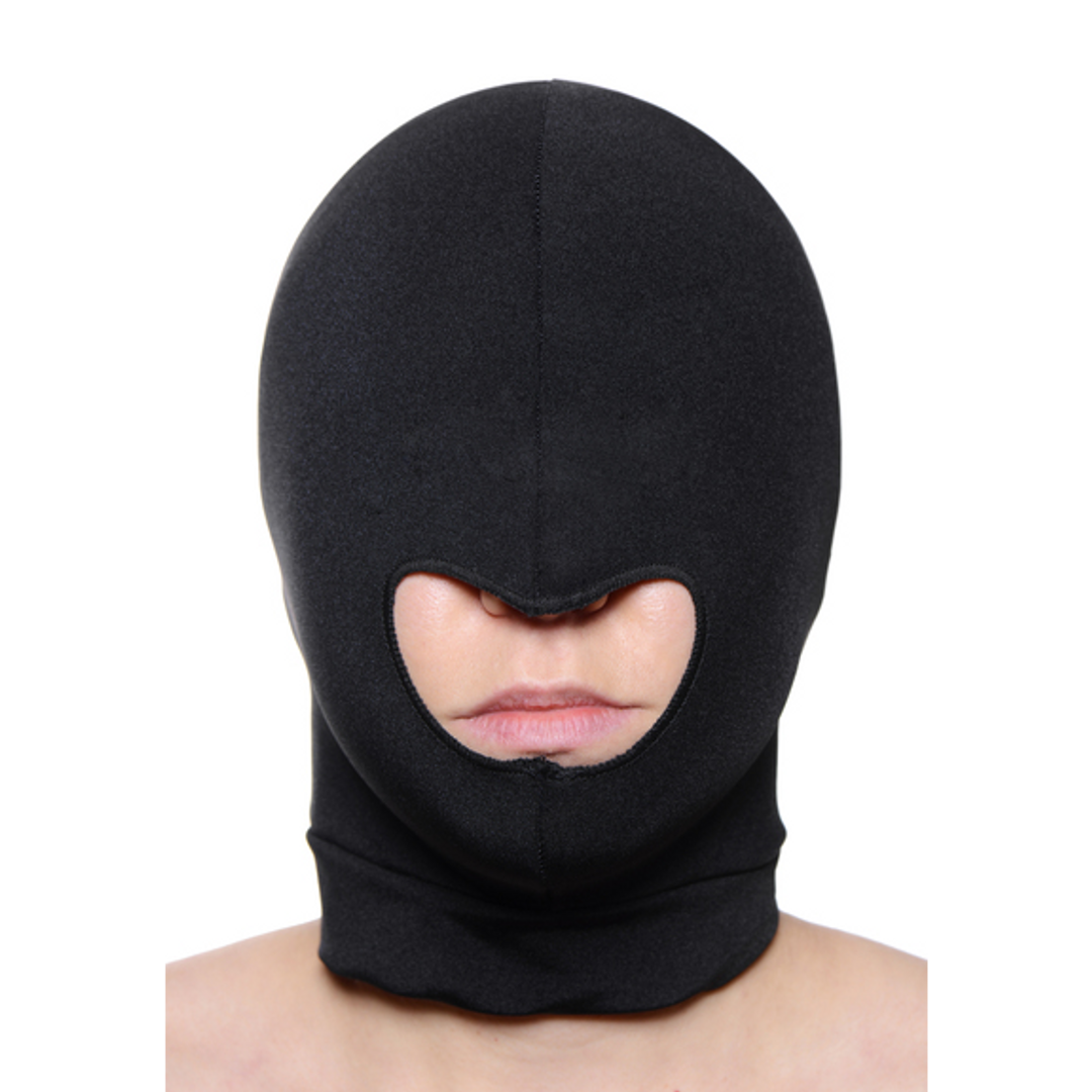 Maske aus Spandex mit Mundöffnung Schwarz 21 cm