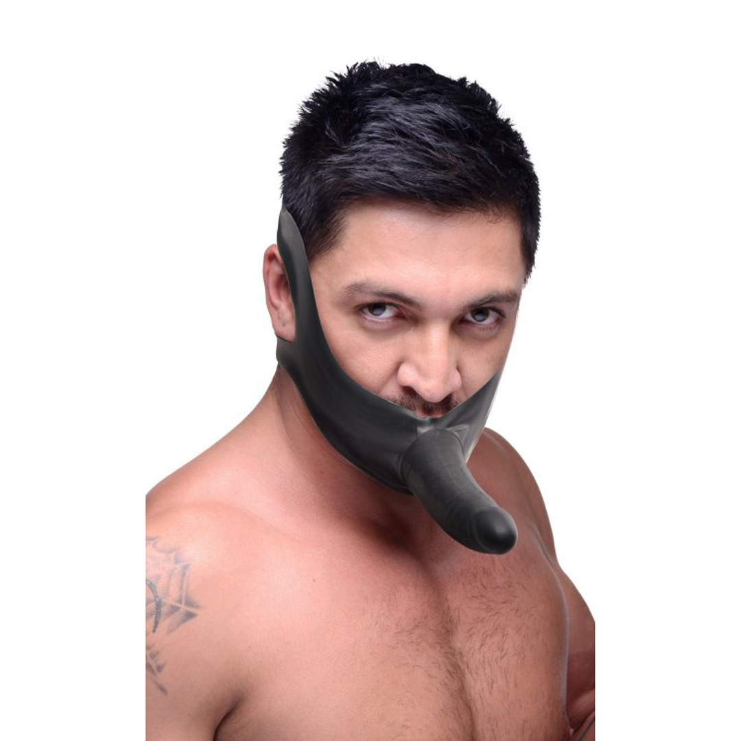 Strap-on-Knebel mit Dildo Schwarz 27,3 cm