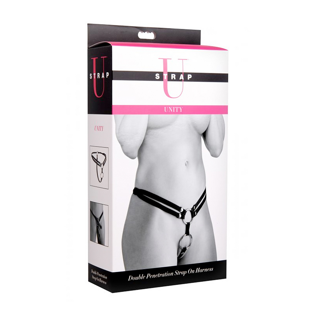 Strap-on-Harness für Doppelpenetration Schwarz 29 cm