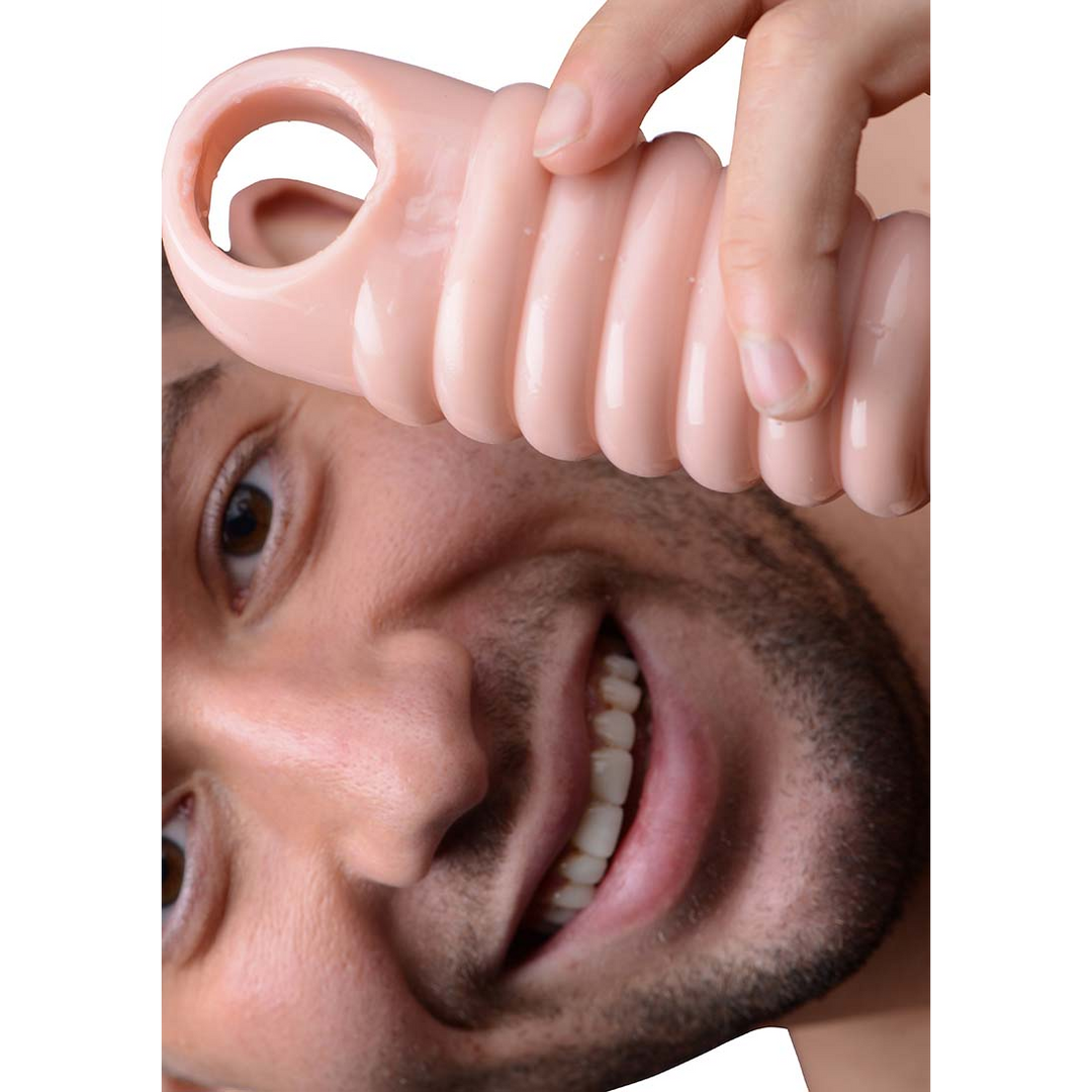 Penishülle gerippt Hautfarbe 10 cm