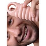 Penishülle gerippt Hautfarbe 10 cm