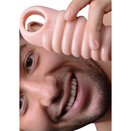 Penishülle gerippt Hautfarbe 10 cm