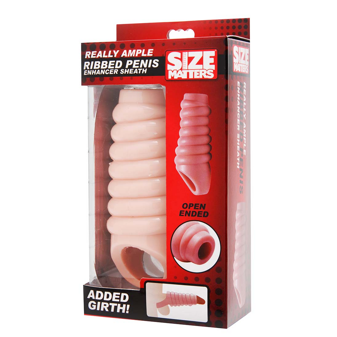 Penishülle gerippt Hautfarbe 10 cm