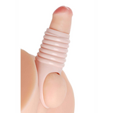 Penishülle gerippt Hautfarbe 10 cm