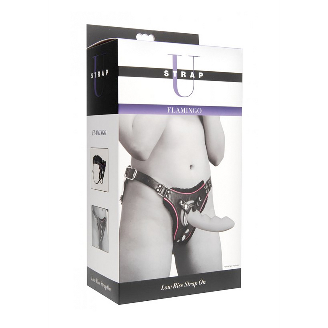 Strap-on Flamingo tief geschnitten Schwarz 10,2 cm