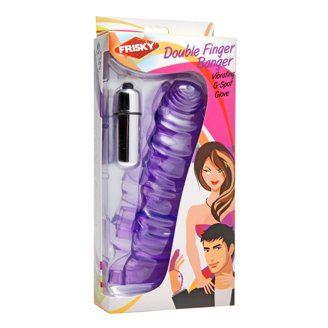 G-Punkt-Fingervibrator doppelt Violett 9 cm