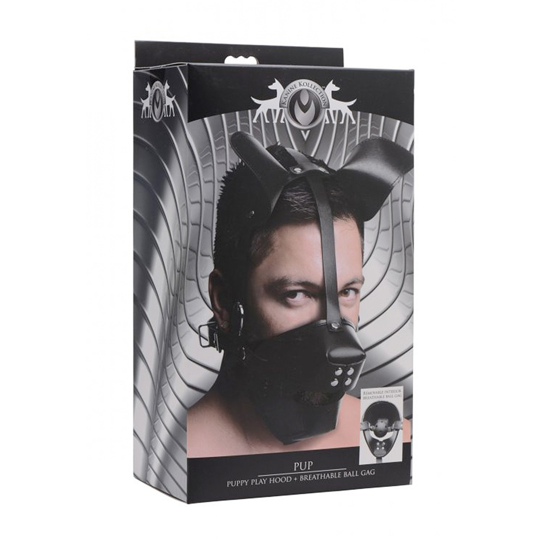 Puppy-Maske mit Ballknebel Schwarz 26,3 cm